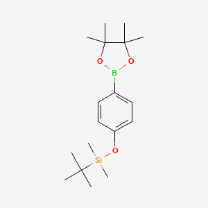 tert-Butyldimethyl(4-(4,4,5,5-tetramethyl-1,3,2-dioxaborolan-2-yl)phenoxy)silane chemical structure (CAS 873426-76-7)