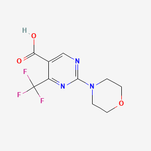 2-Morpholino-4-(trifluoromethyl)pyrimidine-5-carboxylic acid chemical structure (CAS 873450-23-8)
