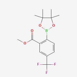 Methyl 2-(4,4,5,5-tetramethyl-1,3,2-dioxaborolan-2-yl)-5-(trifluoromethyl)benzoate chemical structure (CAS 873846-89-0)
