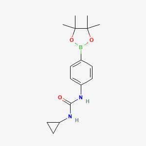 1-Cyclopropyl-3-(4-(4,4,5,5-tetramethyl-1,3,2-dioxaborolan-2-yl)phenyl)urea chemical structure (CAS 874297-79-7)