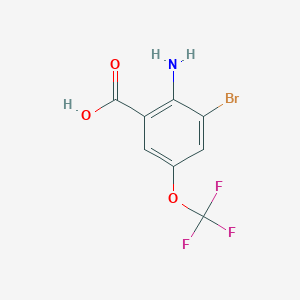 2-Amino-3-bromo-5-(trifluoromethoxy)benzoic acid chemical structure (CAS 874774-41-1)