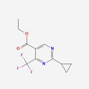 Ethyl 2-cyclopropyl-4-(trifluoromethyl)pyrimidine-5-carboxylate chemical structure (CAS 874781-11-0)