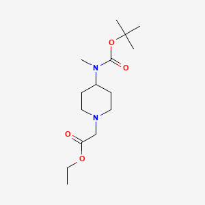 Ethyl 2-(4-((tert-butoxycarbonyl)(methyl)amino)piperidin-1-yl)acetate chemical structure (CAS 874842-63-4)