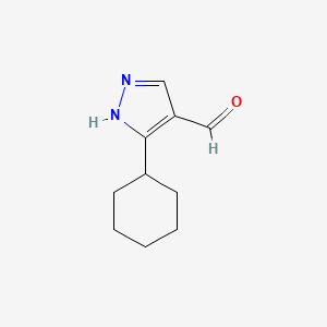3-Cyclohexyl-1H-pyrazole-4-carbaldehyde chemical structure (CAS 874908-43-7)