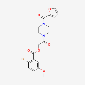 2-(4-(Furan-2-carbonyl)piperazin-1-yl)-2-oxoethyl 2-bromo-5-methoxybenzoate chemical structure (CAS 875157-56-5)