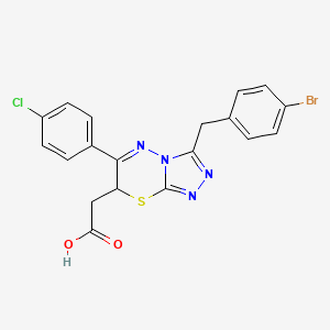 2-(3-(4-Bromobenzyl)-6-(4-chlorophenyl)-7H-[1,2,4]triazolo[3,4-b][1,3,4]thiadiazin-7-yl)acetic acid chemical structure (CAS 875165-39-2)