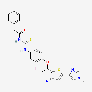 N-((3-Fluoro-4-((2-(1-methyl-1H-imidazol-4-yl)thieno[3,2-b]pyridin-7-yl)oxy)phenyl)carbamothioyl)-2-phenylacetamide chemical structure (CAS 875337-44-3)