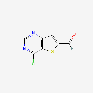 4-Chlorothieno[3,2-d]pyrimidine-6-carbaldehyde chemical structure (CAS 875340-14-0)
