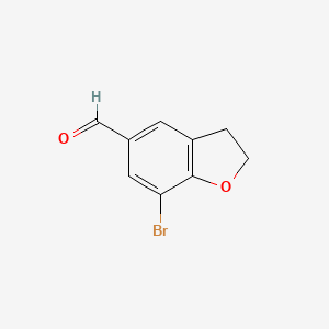 7-Bromo-2,3-dihydrobenzofuran-5-carbaldehyde chemical structure (CAS 875551-14-7)