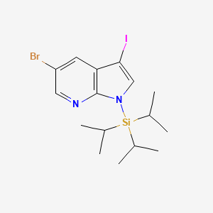 5-Bromo-3-iodo-1-(triisopropylsilyl)-1H-pyrrolo[2,3-b]pyridine chemical structure (CAS 875639-49-9)