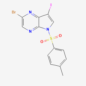 2-Bromo-7-iodo-5-tosyl-5H-pyrrolo[2,3-b]pyrazine chemical structure (CAS 875781-45-6)