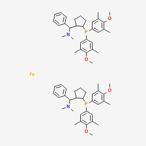 (1Sp,1'Sp)-1,1'-Bis[bis(4-methoxy-3,5-dimethylphenyl)phosphino]-2,2'-bis[(R)-(dimethylamino)phenylmethyl]ferrocene chemical structure (CAS 876608-69-4)