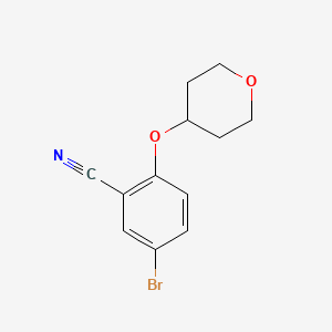 5-Bromo-2-((tetrahydro-2H-pyran-4-yl)oxy)benzonitrile chemical structure (CAS 876918-62-6)