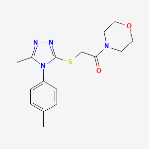 2-((5-Methyl-4-(p-tolyl)-4H-1,2,4-triazol-3-yl)thio)-1-morpholinoethan-1-one chemical structure (CAS 876934-56-4)
