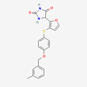 5-(3-((4-((3-Methylbenzyl)oxy)phenyl)thio)furan-2-yl)imidazolidine-2,4-dione chemical structure (CAS 877176-23-3)