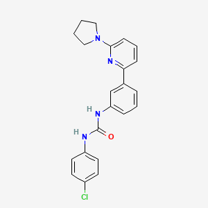 1-(4-Chlorophenyl)-3-(3-(6-(pyrrolidin-1-yl)pyridin-2-yl)phenyl)urea chemical structure (CAS 877202-74-9)