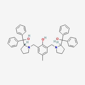 2,6-Bis[[(R)-2-[hydroxy(diphenyl)methyl]-1-pyrrolidinyl]methyl]-4-methylphenol chemical structure (CAS 877395-58-9)