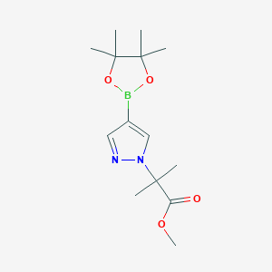 Methyl 2-methyl-2-(4-(4,4,5,5-tetramethyl-1,3,2-dioxaborolan-2-yl)-1H-pyrazol-1-yl)propanoate chemical structure (CAS 877399-11-6)