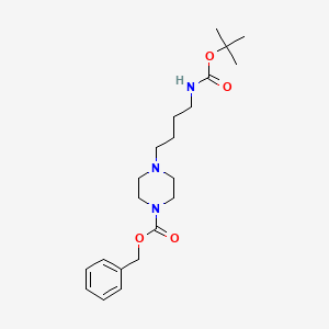 Benzyl 4-(4-((tert-butoxycarbonyl)amino)butyl)piperazine-1-carboxylate chemical structure (CAS 877664-86-3)