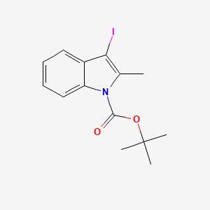 tert-Butyl 3-iodo-2-methyl-1H-indole-1-carboxylate chemical structure (CAS 877996-21-9)