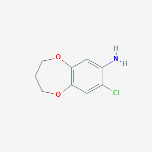 8-Chloro-3,4-dihydro-2H-benzo[b][1,4]dioxepin-7-amine chemical structure (CAS 878217-62-0)