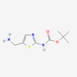 tert-Butyl (5-(aminomethyl)thiazol-2-yl)carbamate chemical structure (CAS 878376-13-7)