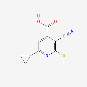 3-Cyano-6-cyclopropyl-2-(methylthio)isonicotinic acid chemical structure (CAS 878466-06-9)