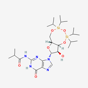 N-(9-((6aR,8R,9R,9aS)-9-Hydroxy-2,2,4,4-tetraisopropyltetrahydro-6H-furo[3,2-f][1,3,5,2,4]trioxadisilocin-8-yl)-6-oxo-6,9-dihydro-1H-purin-2-yl)isobutyramide chemical structure (CAS 87865-78-9)