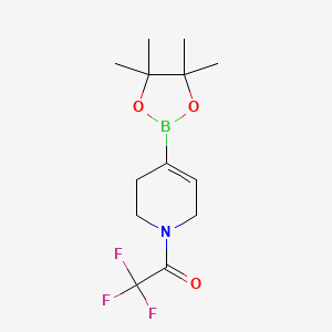 2,2,2-Trifluoro-1-(4-(4,4,5,5-tetramethyl-1,3,2-dioxaborolan-2-yl)-5,6-dihydropyridin-1(2H)-yl)ethanone chemical structure (CAS 878805-74-4)