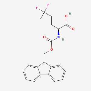 (S)-2-((((9H-Fluoren-9-yl)methoxy)carbonyl)amino)-5,5-difluorohexanoic acid chemical structure (CAS 878905-16-9)