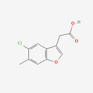 2-(5-Chloro-6-methylbenzofuran-3-yl)acetic acid chemical structure (CAS 879475-90-8)