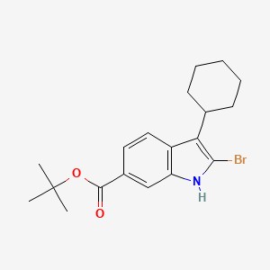 tert-Butyl 2-bromo-3-cyclohexyl-1H-indole-6-carboxylate chemical structure (CAS 879498-90-5)