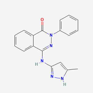 4-((5-Methyl-1H-pyrazol-3-yl)amino)-2-phenylphthalazin-1(2H)-one chemical structure (CAS 880487-62-7)