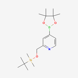 2-(((tert-Butyldimethylsilyl)oxy)methyl)-4-(4,4,5,5-tetramethyl-1,3,2-dioxaborolan-2-yl)pyridine chemical structure (CAS 880495-84-1)