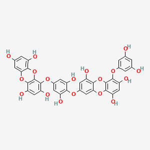 4-(4-((6-(3,5-Dihydroxyphenoxy)-4,7,9-trihydroxydibenzo[b,e][1,4]dioxin-2-yl)oxy)-3,5-dihydroxyphenoxy)dibenzo[b,e][1,4]dioxine-1,3,6,8-tetraol chemical structure (CAS 88095-77-6)