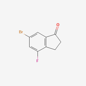 6-Bromo-4-fluoro-2,3-dihydro-1H-inden-1-one chemical structure (CAS 881189-74-8)