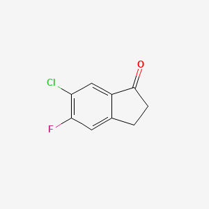 6-Chloro-5-fluoro-2,3-dihydro-1H-inden-1-one chemical structure (CAS 881189-75-9)
