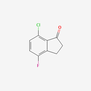 7-Chloro-4-fluoro-2,3-dihydro-1H-inden-1-one chemical structure (CAS 881190-28-9)