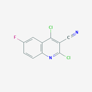 2,4-Dichloro-6-fluoroquinoline-3-carbonitrile chemical structure (CAS 881313-89-9)