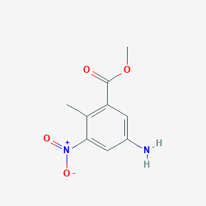 Methyl 5-amino-2-methyl-3-nitrobenzoate chemical structure (CAS 88132-48-3)