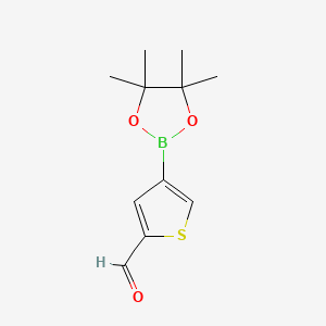 4-(4,4,5,5-Tetramethyl-1,3,2-dioxaborolan-2-yl)thiophene-2-carbaldehyde chemical structure (CAS 881381-12-0)