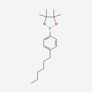 2-(4-Hexylphenyl)-4,4,5,5-tetramethyl-1,3,2-dioxaborolane chemical structure (CAS 881838-90-0)
