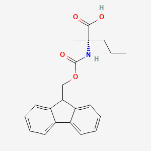 (S)-2-((((9H-Fluoren-9-yl)methoxy)carbonyl)amino)-2-methylpentanoic acid chemical structure (CAS 881921-10-4)