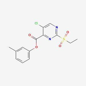 m-Tolyl 5-chloro-2-(ethylsulfonyl)pyrimidine-4-carboxylate chemical structure (CAS 882366-16-7)