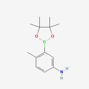 4-Methyl-3-(4,4,5,5-tetramethyl-1,3,2-dioxaborolan-2-yl)aniline chemical structure (CAS 882670-69-1)