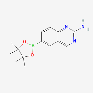 6-(4,4,5,5-Tetramethyl-1,3,2-dioxaborolan-2-yl)quinazolin-2-amine chemical structure (CAS 882670-92-0)