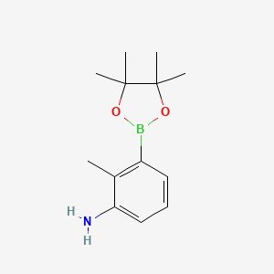 2-Methyl-3-(4,4,5,5-tetramethyl-1,3,2-dioxaborolan-2-yl)aniline chemical structure (CAS 882678-96-8)