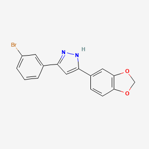 3-(Benzo[d][1,3]dioxol-5-yl)-5-(3-bromophenyl)-1H-pyrazole chemical structure (CAS 882697-00-9)