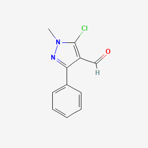5-Chloro-1-methyl-3-phenyl-1H-pyrazole-4-carbaldehyde chemical structure (CAS 883-38-5)