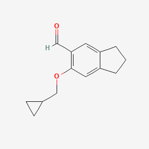 6-(Cyclopropylmethoxy)-2,3-dihydro-1H-indene-5-carbaldehyde chemical structure (CAS 883525-85-7)